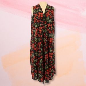 LULAROE Black Sleeveless Floral Duster Cardigan